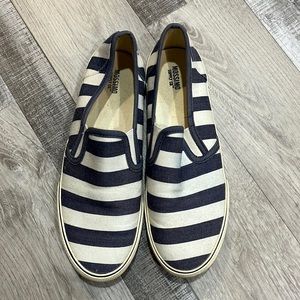 Navy and White Striped Shoes